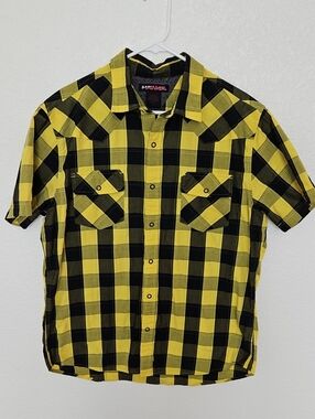 Mens Black & Yellow Tony Hawk Snap Front Shirt ~ Size XL
